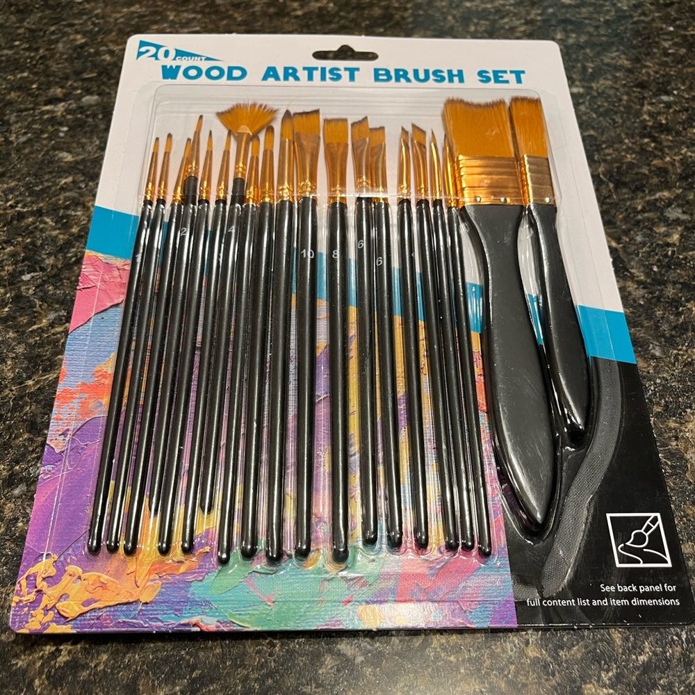 NWOT 20-Piece Wood Artist Paint Brush Set